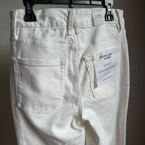 NWT Good American Good Legs Flare White Jeans Sz 2/26 - Picture 9 of 10